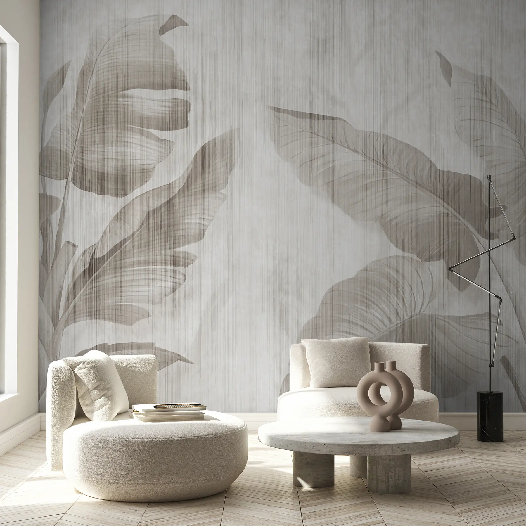 murales de pared Hojas tropicales en estilo grunge u00299d1