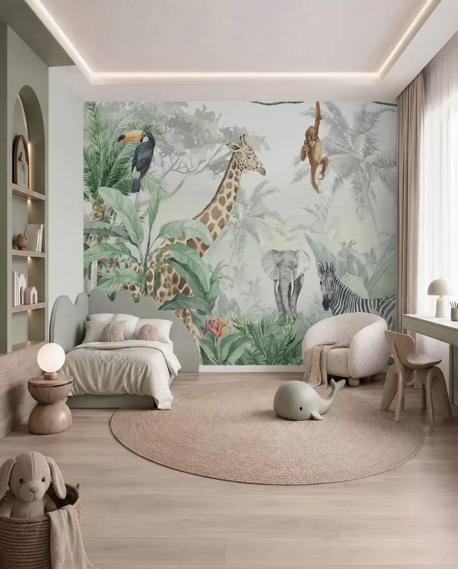 murales de pared Panorama de la selva con animales u74709d1
