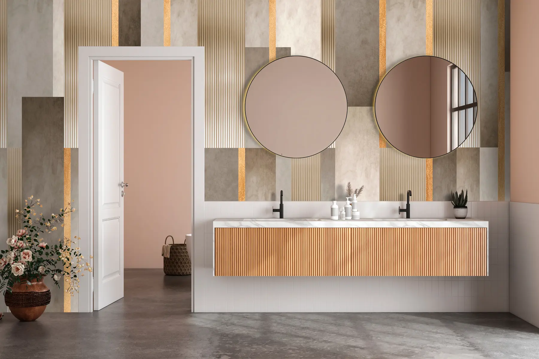 murales de pared Paneles clásicos con inserciones decorativas u99389