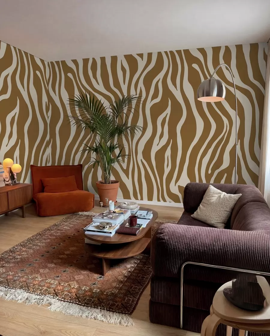 murales de pared Rayas de cebra en ocre u99173