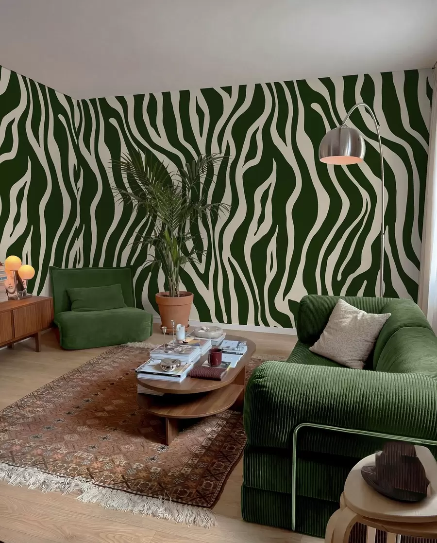murales de pared Rayas de cebra verde bosque u99173v2